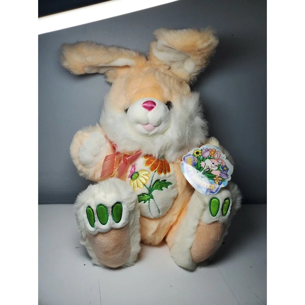 Dan Dee Bunny‎ Rabbit Plush Hoppy Hopster Easter Pink Flowers TB Trading Co RARE